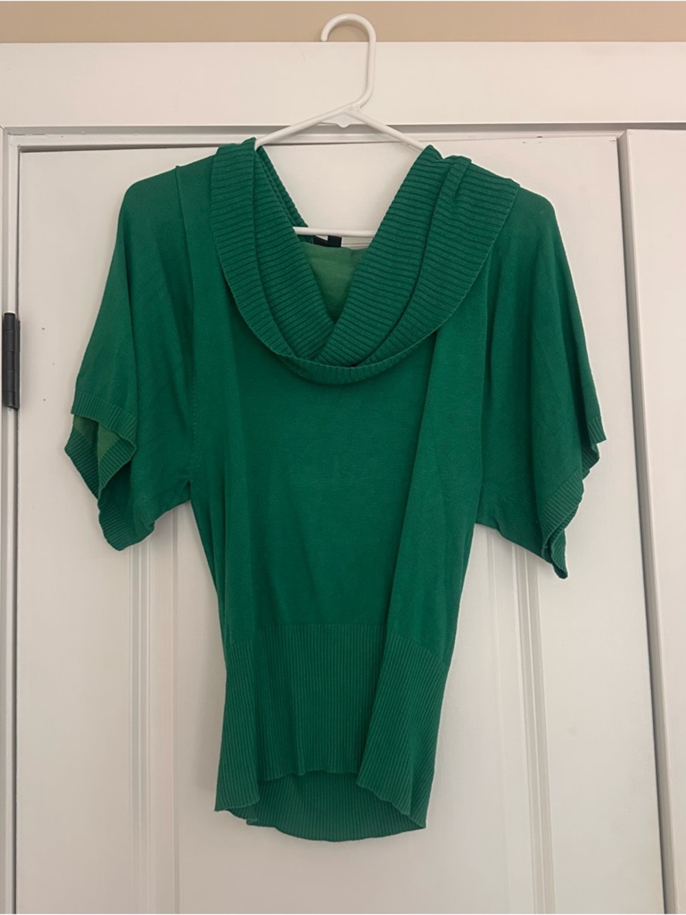 XOXO Emerald Green Cowl Neck Short Sleeve Sweater